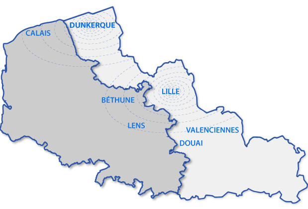 Carte des départements 59 et 62